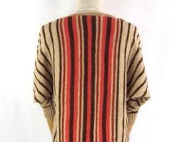 Vintage Hand Knit Striped Wool Sweater - Retro Batwing Sleeve - Etsy