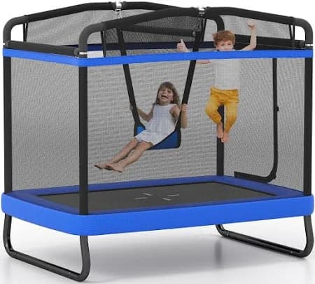 Goplus 6 x 4 ft Rectangle Kids Trampoline with Swing