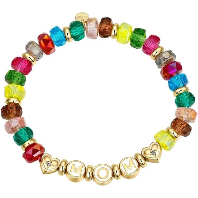 Shine Crystal Bead & Enamel Mom Stretch Bracelet