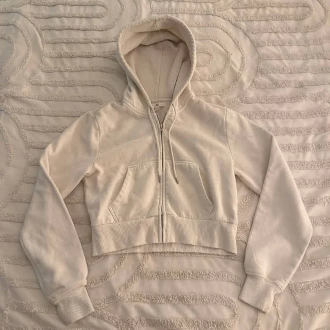 bp White Cropped Zip Up Hoodie - Women | Color: White | Size: S