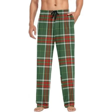 Hpink-t Men's Pajama Bottoms Red Green and White Soft Mens Pajama Pants Tartan Plaid Sleep Pants Winter Lounge PJ Pants XL