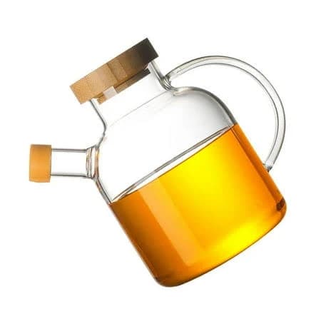 No Drip Oil Vinegar Dispenser Bottle with Wooden Lid