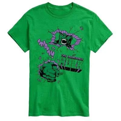 Marvel Men's Hulk Punch Wall Graphic T-Shirt