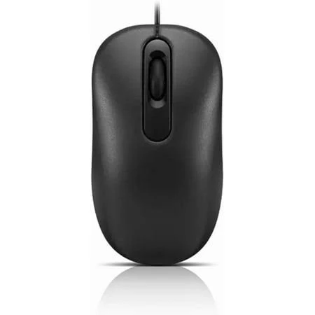100 Wired USB Computer Mouse for PC, Laptop, with Windows - Full-Size Ambidextrous Design 3 Buttons Red Optical Sensor Black