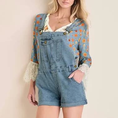 Venus V-Back Denim Overalls