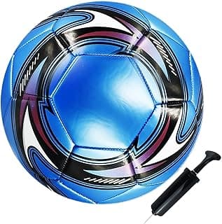 Soccer Ball Blue Size 3, Size 5 PU Surface Tight Weaved Vivid Color with Pump and Needle Suitable for Training Practice or Gift