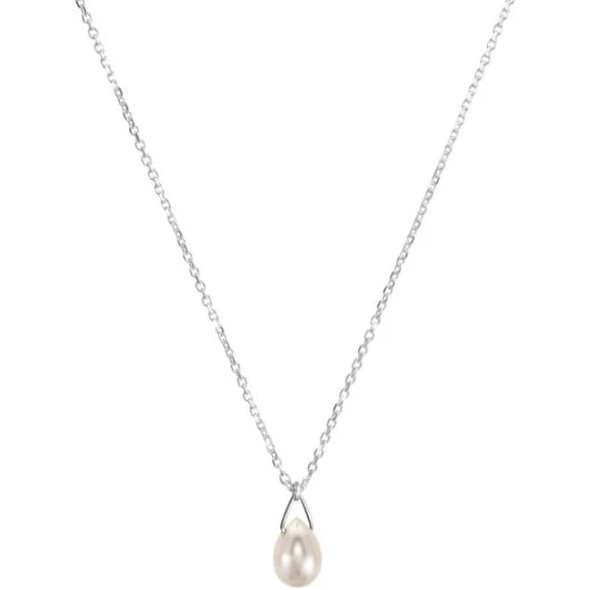 Gold Birthstone Pendant Chain Necklace with a White Pearl