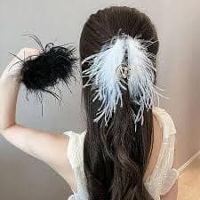 1Pc Hair Accessories for Women, Feather Hair Clip, Black Casual Durable Ostrich Fluffy Fur Hair Claw for Halloween Carnival Birthday Party Daily Hairpin Headwear - Walmart.com