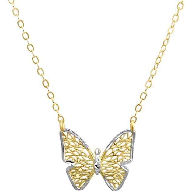 Brilliance Fine Jewelry 10kt Two-Tone Gold Butterfly Necklace