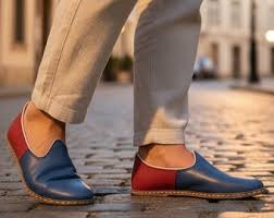 Men's Heritage, Comfort Genuine Leather Shoes, Red White Blue Loafer, Flat Authentic Turkish Yemeni Shoes, Handcrafted Anatolian Slip On - Etsy