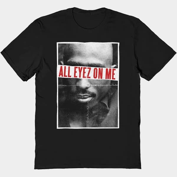 Tupac All Eyes Unisex Tee - Black - Size: X-Large