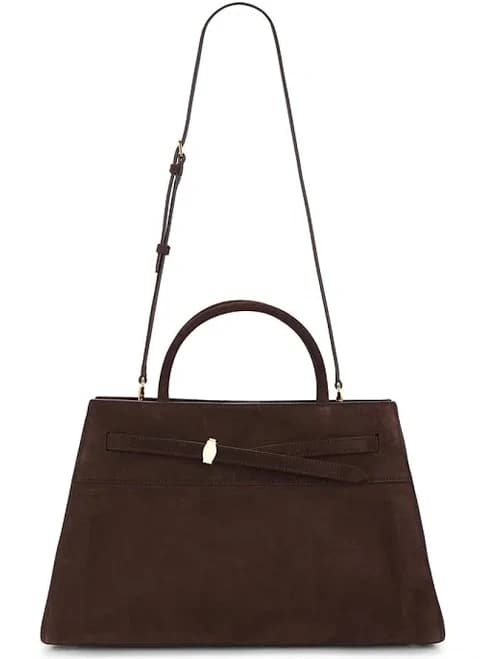 Large Suede Dash Bag In Burgundy