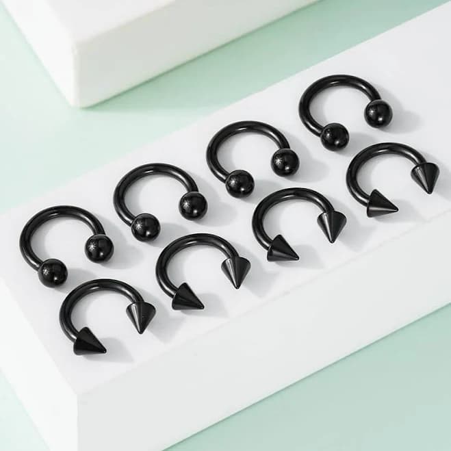 8Pcs Basic Horseshoe Septum Ring Set