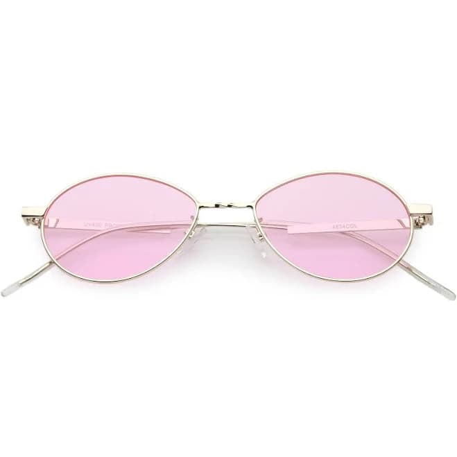 Retro 1990s Oval Metal Sunglasses