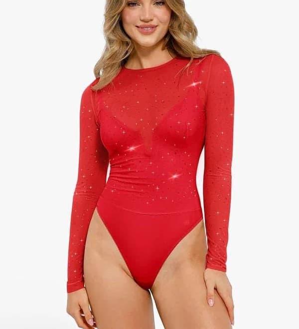 Popilush Women's Sequin Cowl Neck Bodysuit
