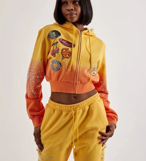 womens Smoke Rise Full-Zip Dip-Dye Fleece Hoodie