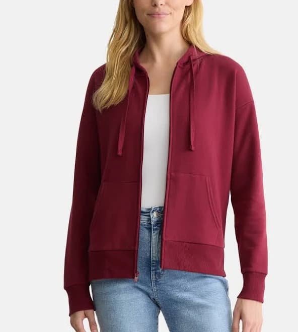 Time and Tru Women's Fleece Zip Front Hoodie Jacket