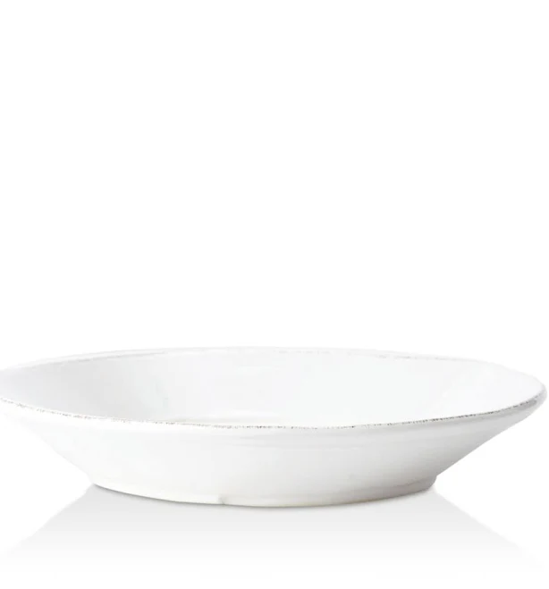 Kathy Kuo Home Lastra Coastal White Melamine Shallow Serving Bowl
