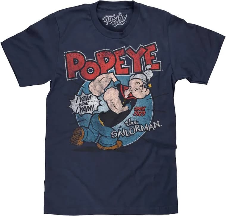 Tee Luv Men's Popeye The Sailorman Cartoon T-Shirt