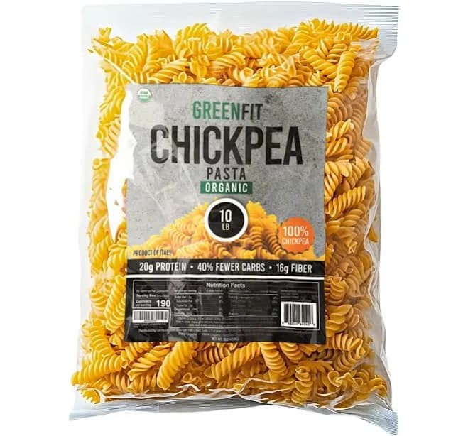 Greenfit Organic Fusilli 100% Chickpea Pasta – 10lb Bulk Bag High Protein