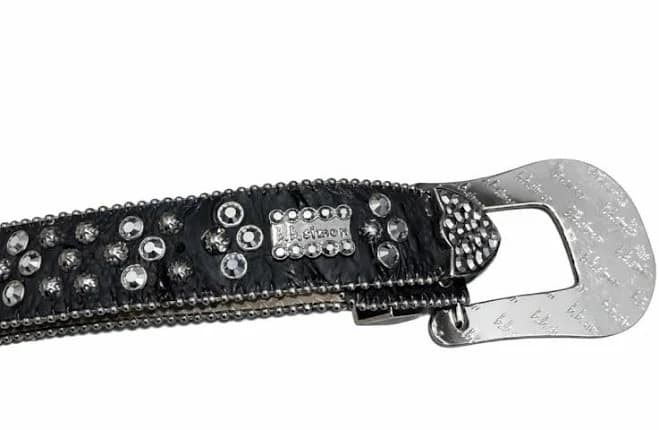 B.b. Simon Lavasan Chrome Belt Size 38 Rhinestone Swarovski Western