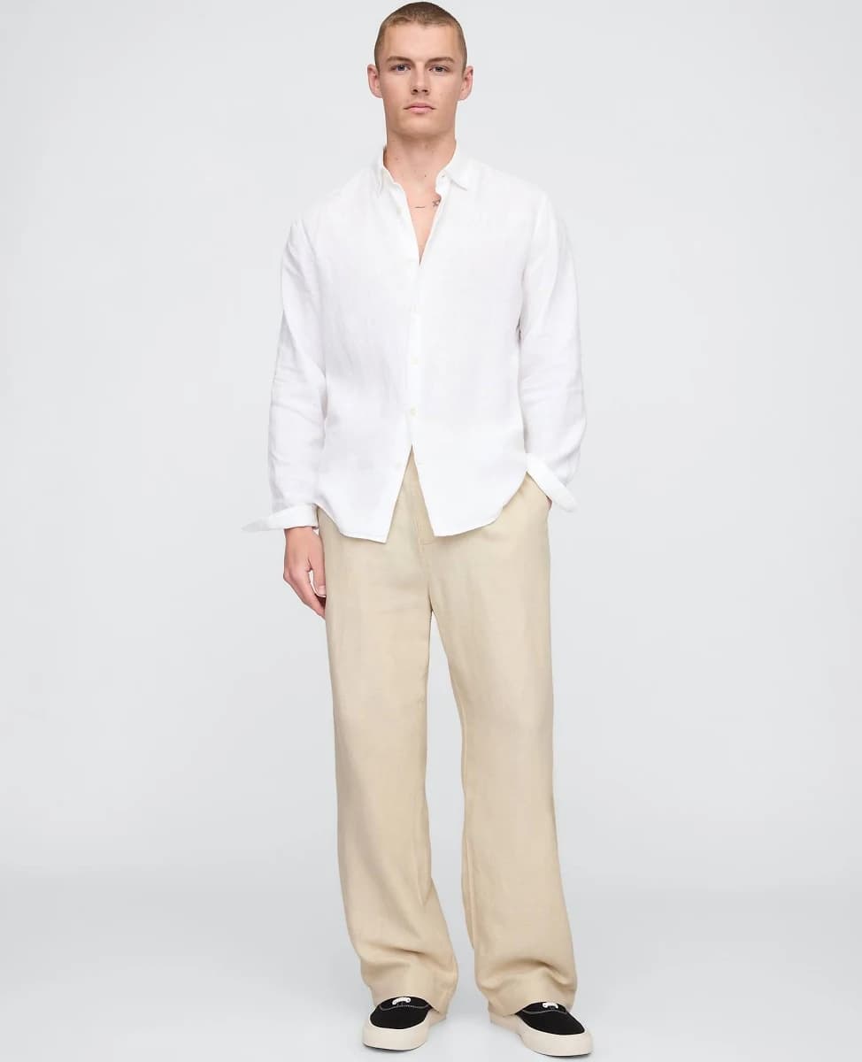 Gap Men's '90s Loose Pleated Linen-Cotton Khakis