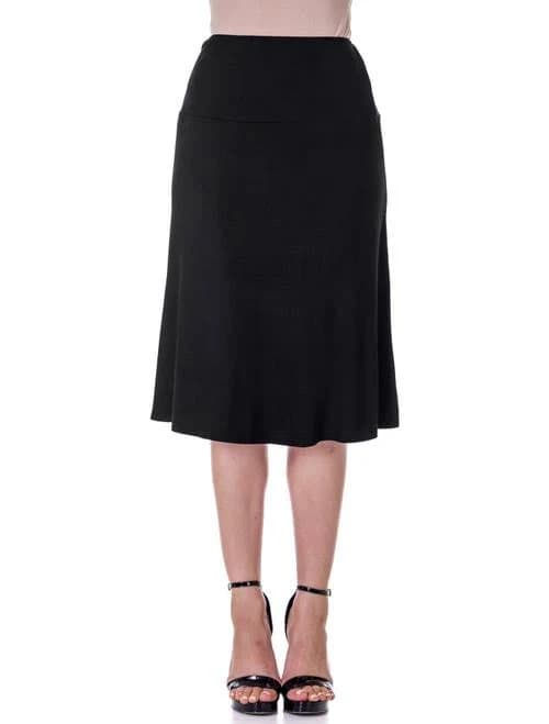 24seven Comfort Apparel Women's A Line Elastic Waist Knee Length Skirt