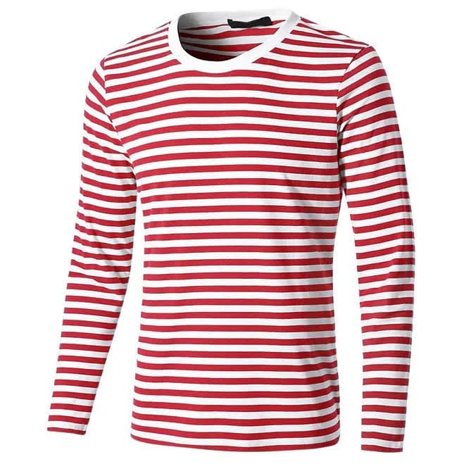 Men's Casual Crew Neck Long Sleeve Striped T-Shirt