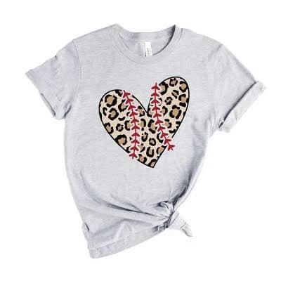 Simply Sage Market Women's Leopard Baseball Heart Graphic Tee