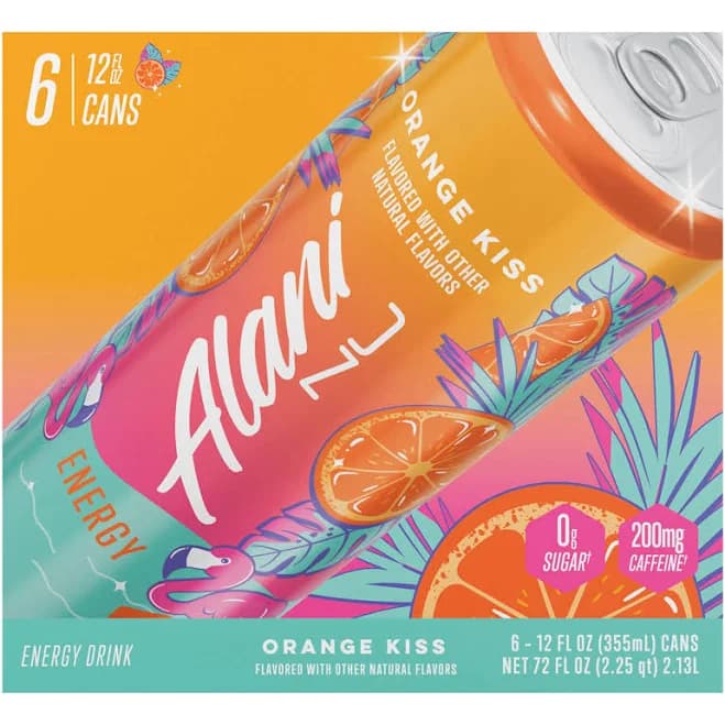 Alani Nu Orange Kiss Flavored Energy Drink - 6 pk 12 oz Cans
