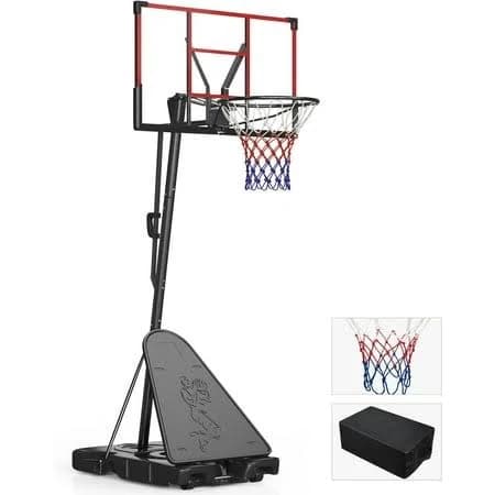 Muchant Portable Basketball Hoop, 4.4-10ft Adjustable Kids Basketball Goal System with 45pc Shatterproof Backboard for Outdoor Indoor, Red