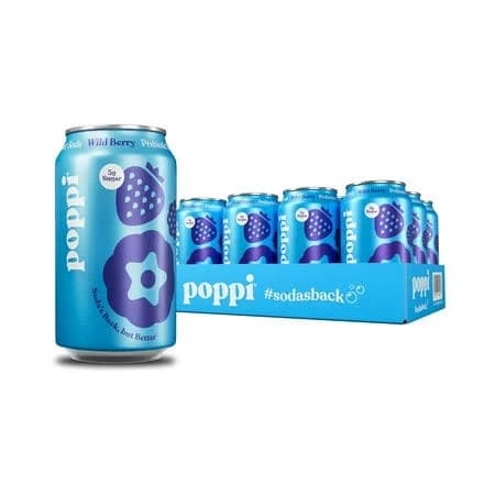 Poppi Prebiotic Soda Blueberry Flavor 12 Cans 12 oz Gut-Healthy Sparkling Soda with Prebiotics & Apple Cider Vinegar, Size: 12oz