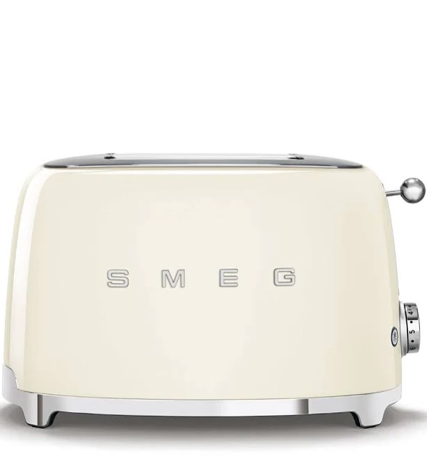 50's Style Retro Aesthetic 4 Slice Toaster 6 Presets with 2 Extra Wide Slots, Cream