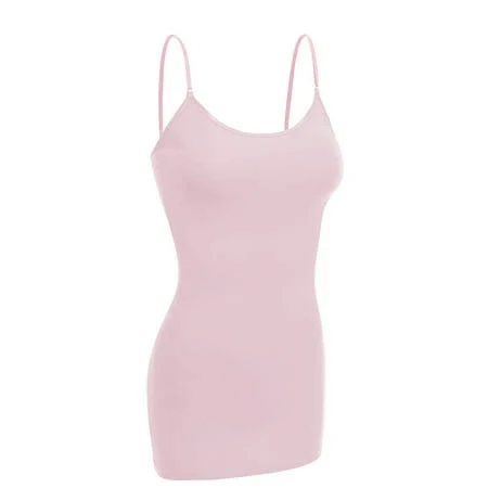 Essential Basic Women Basic Built In Bra Spaghetti Strap Cami Top Tank