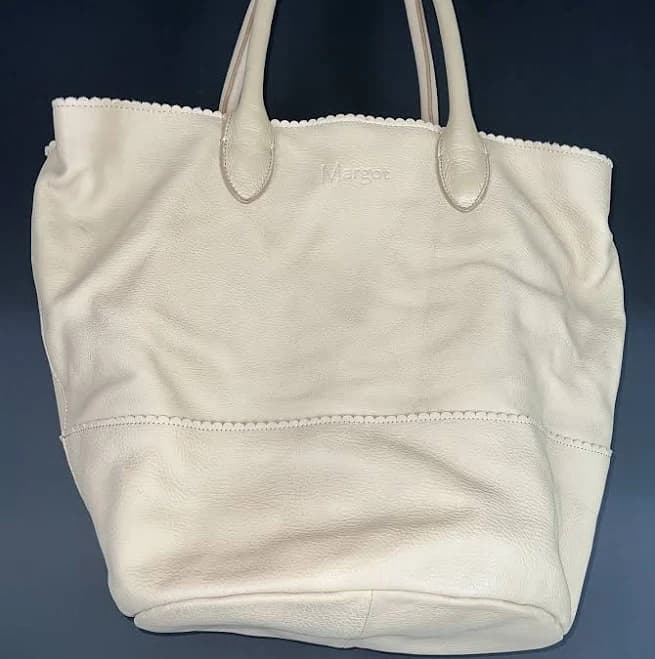 Margot New York Large Tan Pebble Leather Bucket Bag Tote