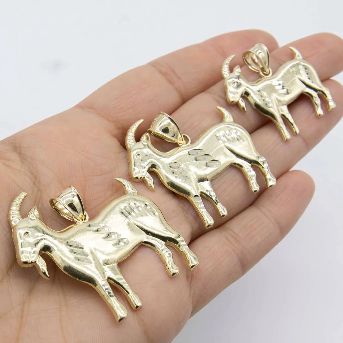 10K Yellow Gold Diamond-Cut Goat Pendant