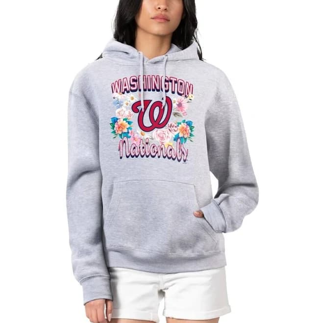G-III 4Her by Carl Banks Women's Washington Nationals Flowers Graphic Pullover Hoodie