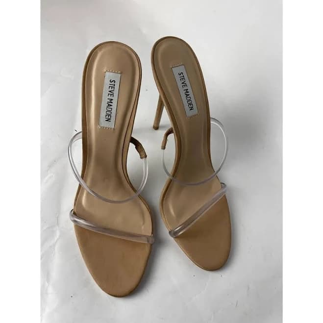 Steve Madden Nude Clear Strap Stiletto Heels Transparent Minimalist