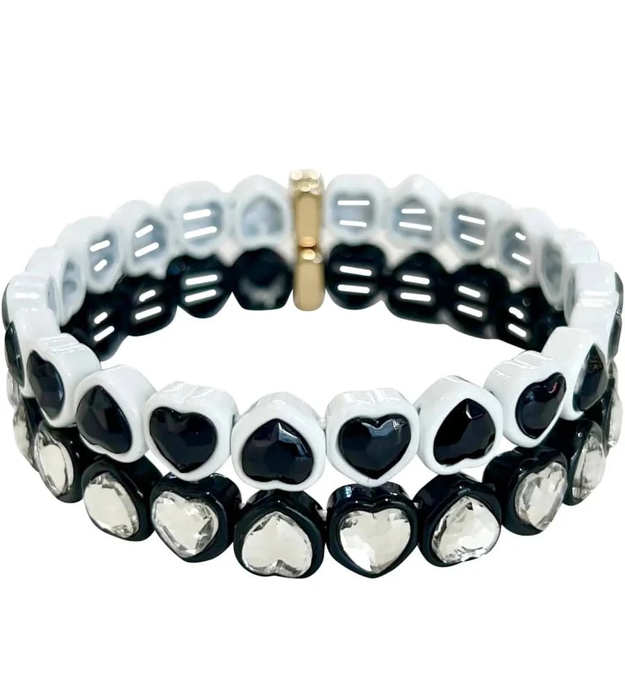 Gemelli Valentine Gold CZ Beaded Bracelet Set