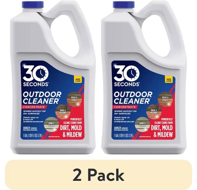 (2 pack) 30 Seconds Outdoor Cleaner - Cleans Stains Caused by Algae, Mold and Mildew, 1 Gallon Concentrate
