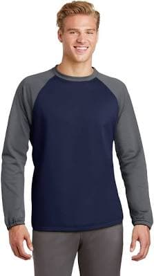 Sport-Tek ST242 Blank Sport-Wick Raglan Colorblock Fleece Crewneck