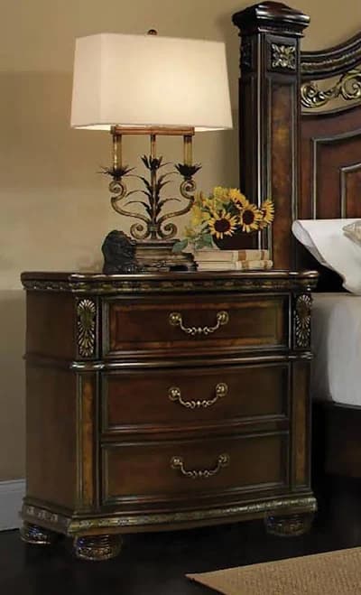 McFerran B163 Antique Brass Cherry 9-Drawer Dresser - Victorian Carved Wood