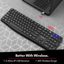 Macally 2.4G USB Wireless Keyboard for Laptop or Computer - Full Size Keyboard with Numeric Keypad & 13 Shortcut Keys - for Windows Devices with USB Port - Simple & Easy to