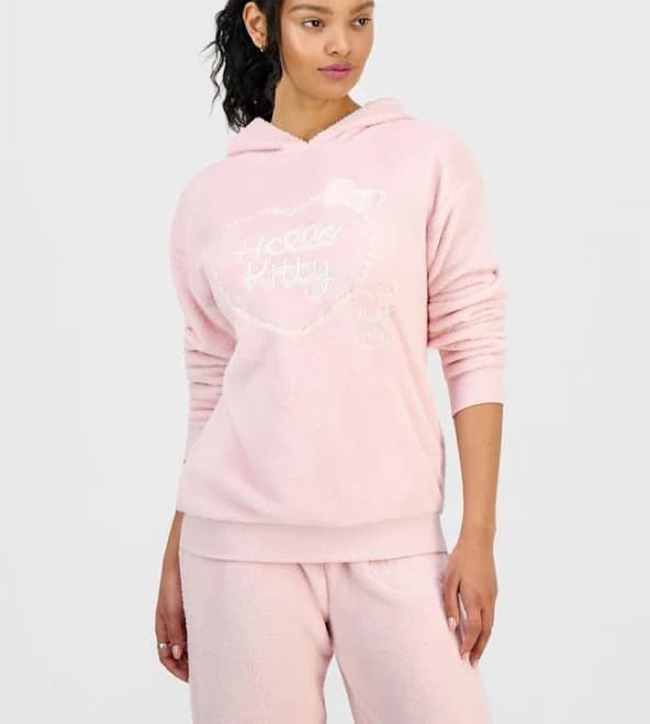 Love Tribe Juniors' Hello Kitty Graphic Plush Hoodie