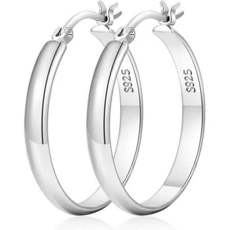 925 Sterling Silver Wide Hoop Earrings