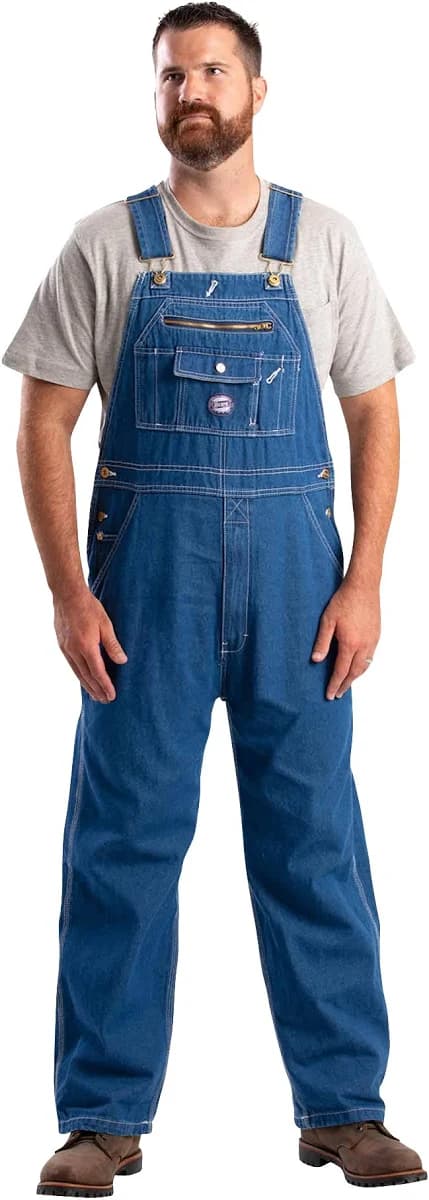 BERNE Men's Vintage Washed Denim Bib Overalls