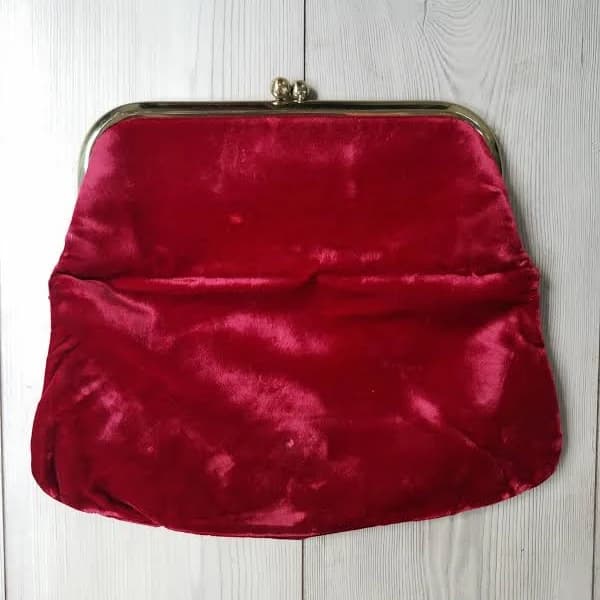 60s Crushed Velvet Evening Clutch Bag
