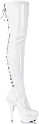 Pleaser DELIGHT 3063 Platform Back Lace-up Thigh Boots