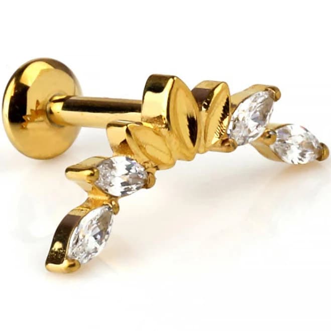 16g Gold Titanium Marquise CZ Petal Cluster Labret