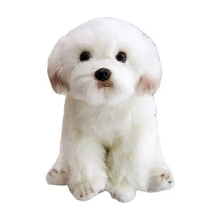 White Puppy Plush Toy -10 '' Pet Dog Stuffed Animal, Marzis Dog Plush Animal, Realistic Decor for Kid, Pillow Doll Gift